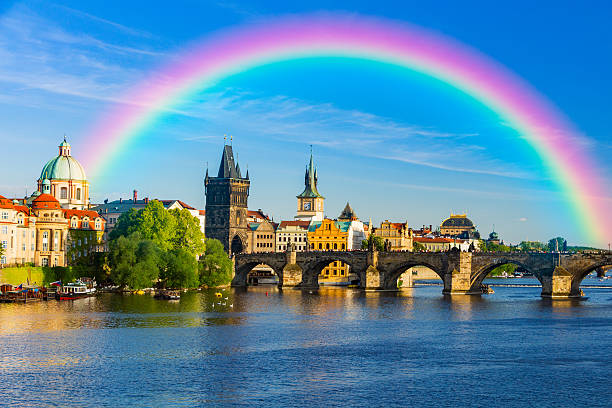 istock Rainbow Over Charles Bridge in Prague, Czech Republic in Spring 624675946