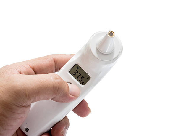 istock Ear infrared thermometer on an isolated white background 624676128