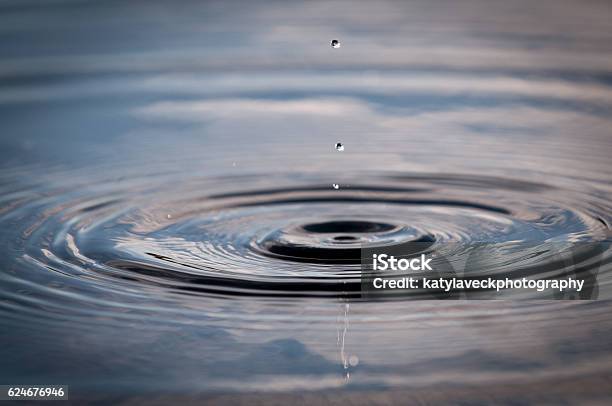 Photo libre de droit de Goutte Deau Tombant À La Surface Dun Étang banque d'images et plus d'images libres de droit de Eau - Eau, Bague - Bijou, Ridé - Surface liquide