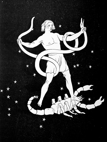 Scorpio with Ophiuchus from an 1895 antique book \