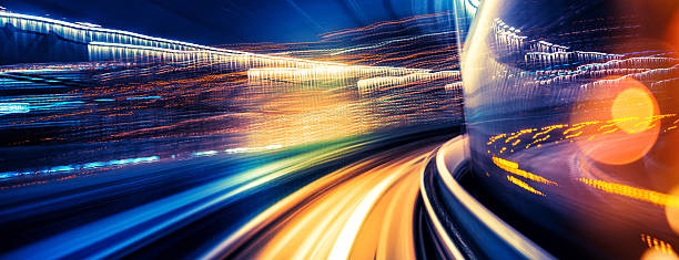 abstracto movimiento borroso vista de un tren en movimiento - blurred motion abstract electricity power line fotografías e imágenes de stock