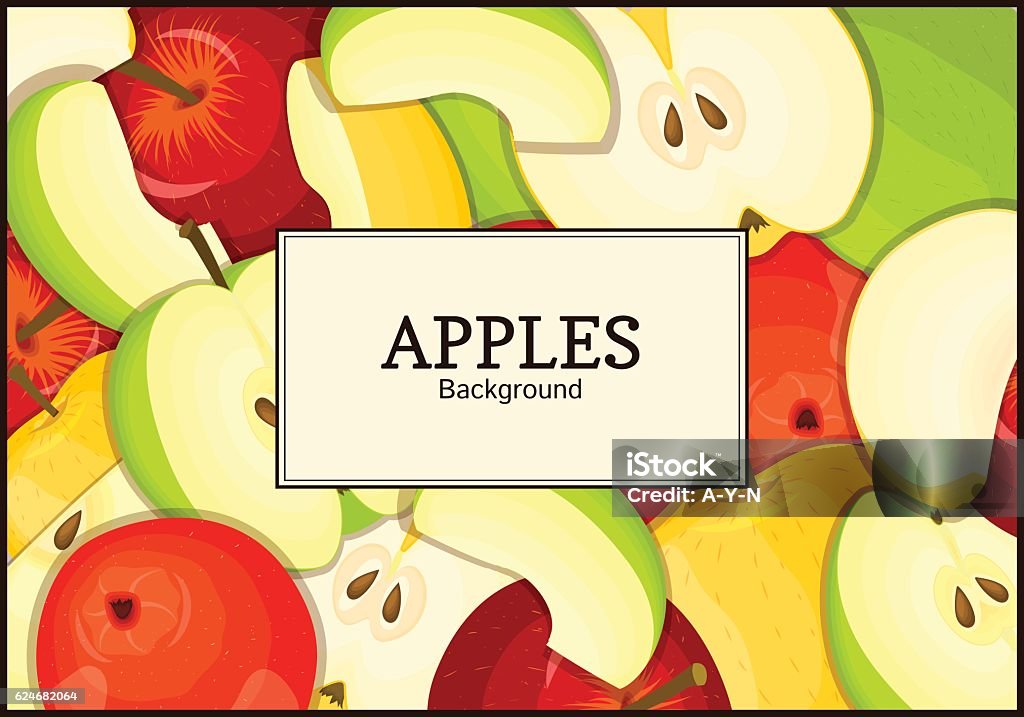 Rectangular Apple The Rectangular Frame On Color Apples Background Vector Card ...