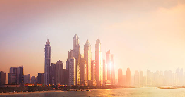 istock Dubai Marina cityscape in sunset light 624682348