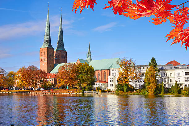 istock Lubeck old town reflected in Trave river, old town, Germany 624682478