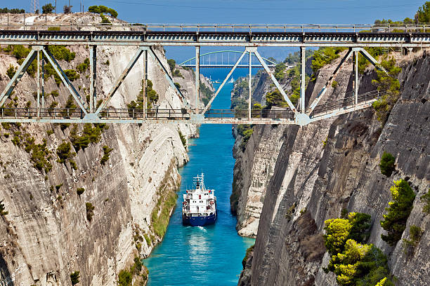 istock Ship cross The Corinth Canal 624696268