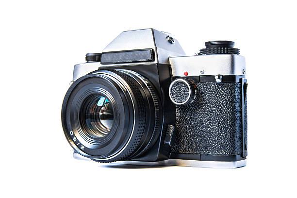 istock Retro film photo camera isolated 624696354