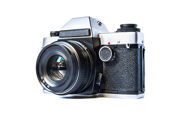 Retro film photo camera isolated stock photo
