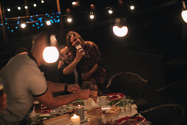 istock Lovely couple at the party 624698322