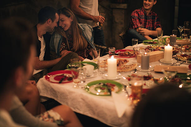istock Lovely couple at the party 624699122