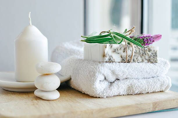 istock Spa still life ,Spa soap on a white towel. 624699672