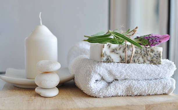 istock Spa still life ,Spa soap on a white towel. 624699870