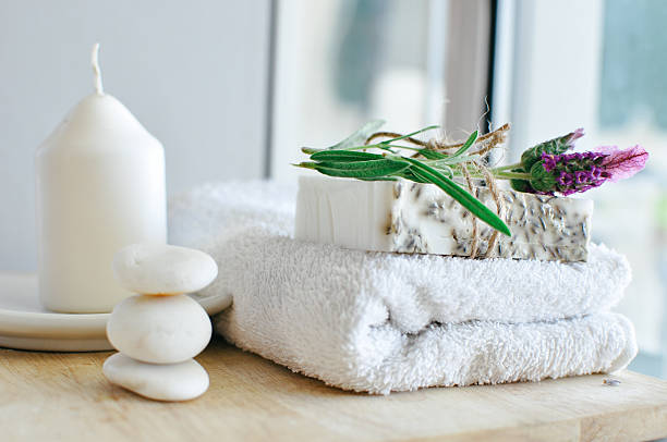 istock Spa still life ,Spa soap on a white towel. 624700240