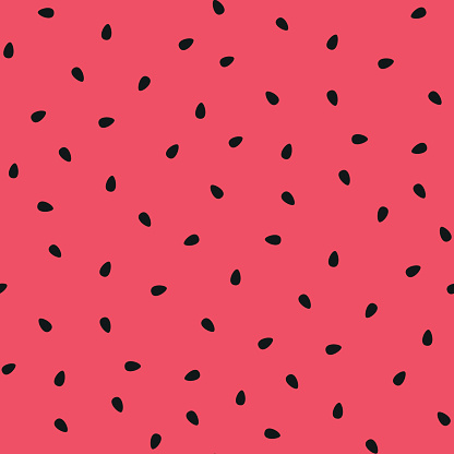 Vector watermelon background with black seeds.