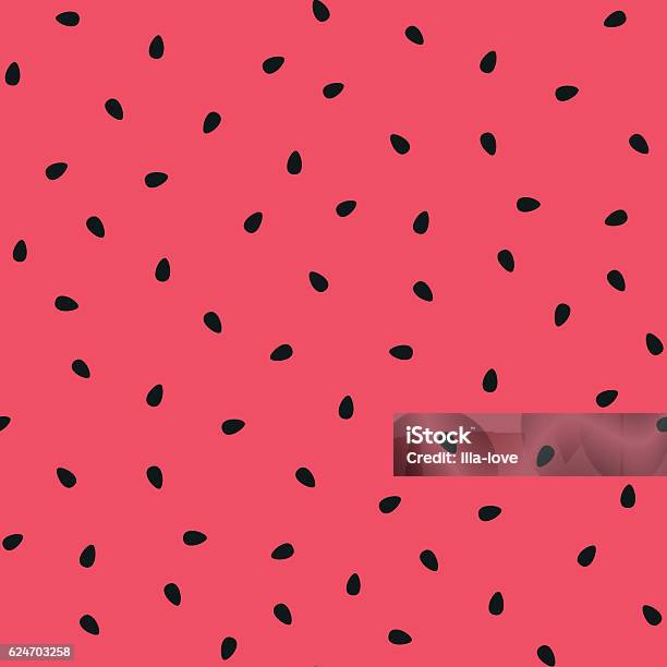 Watermelon Background With Black Seeds Stock Illustration - Download Image Now - Watermelon, Pattern, Fruit