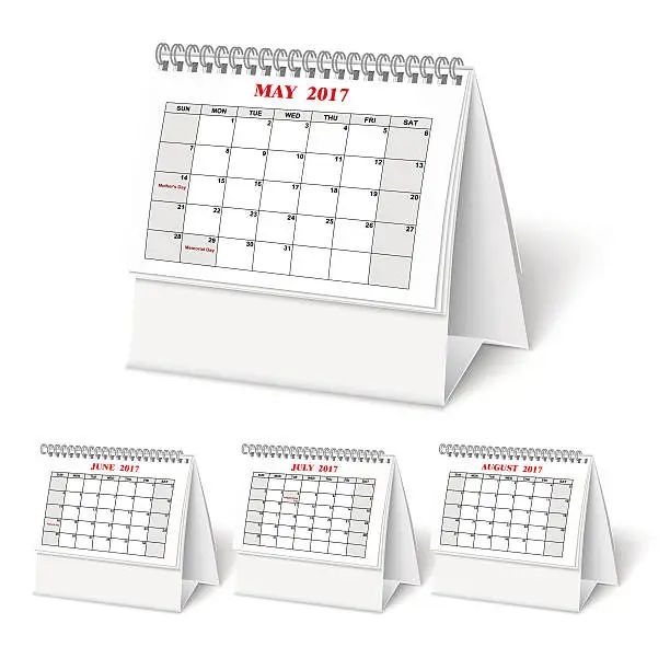 Vector illustration of Realistic wall calendar with spring