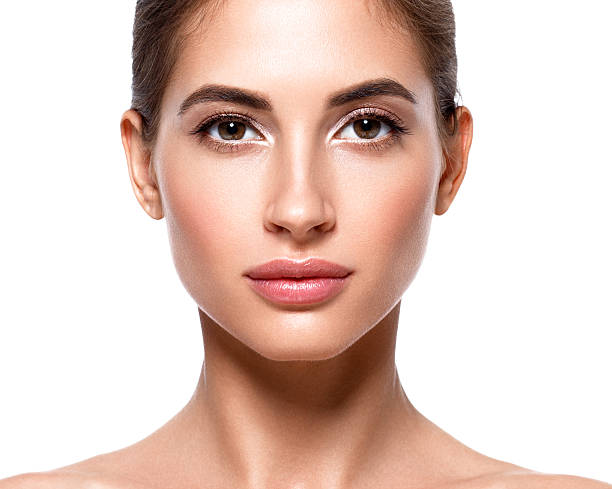 istock Beautiful woman face close up portrait. Studio shot. 624711896