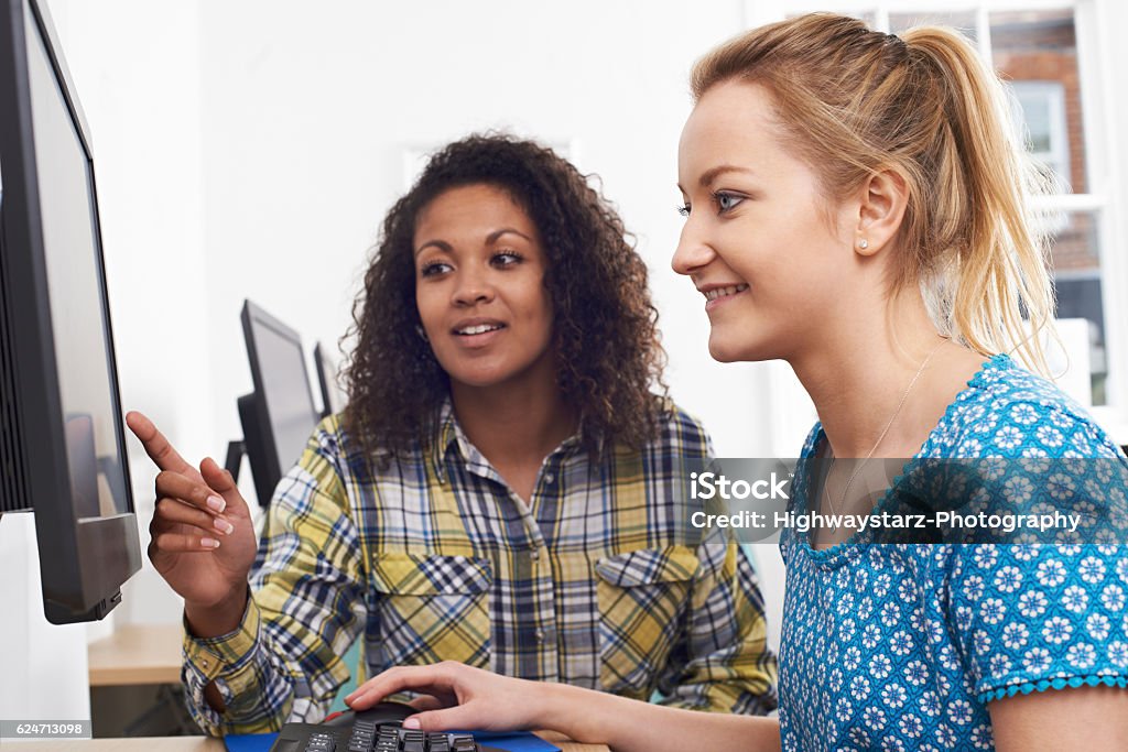 Geschäftsfrau, die Computerschulungen im Büro gibt - Lizenzfrei Nachhilfelehrer Stock-Foto