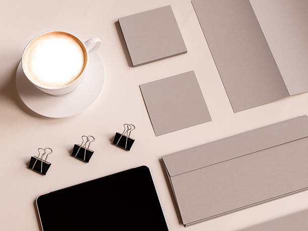istock Office corporate mockup design. 3D illustration 624713136