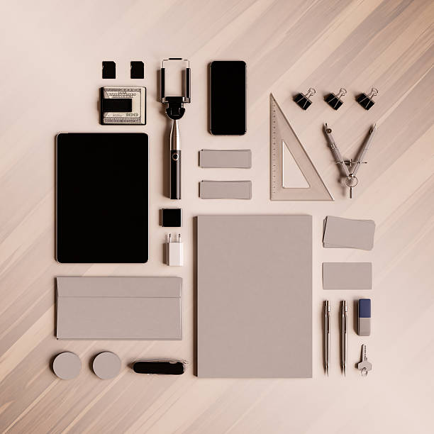 istock Office corporate mockup design. 3D illustration 624713606