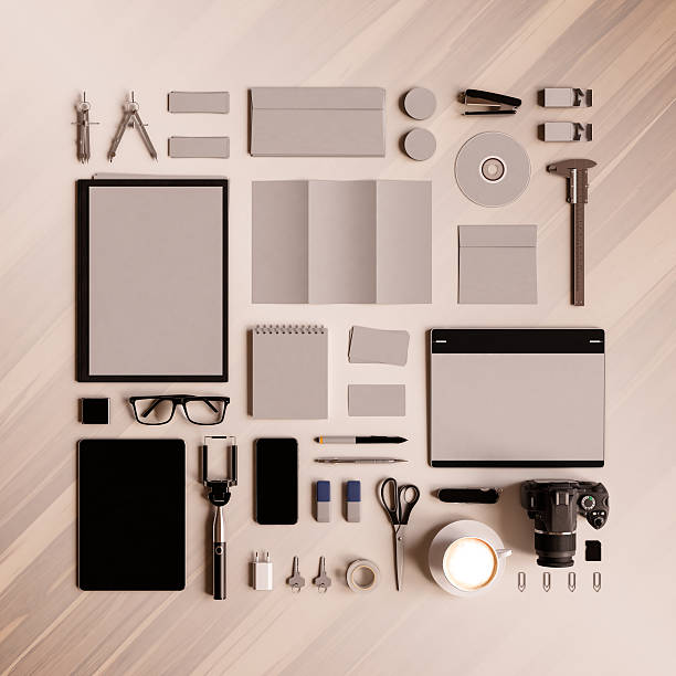 istock Office corporate mockup design. 3D illustration 624713786