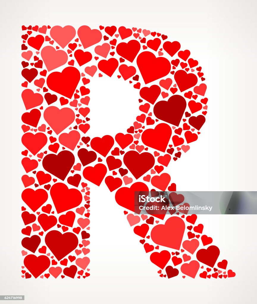Letter R Icon With Red Hearts Love Pattern Stock Illustration ...