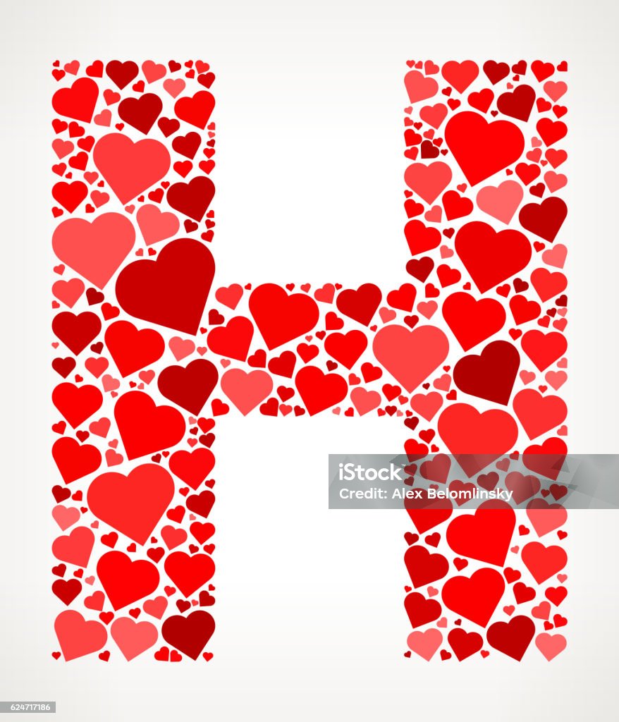 Letter H Icon With Red Hearts Love Pattern Stock Illustration ...