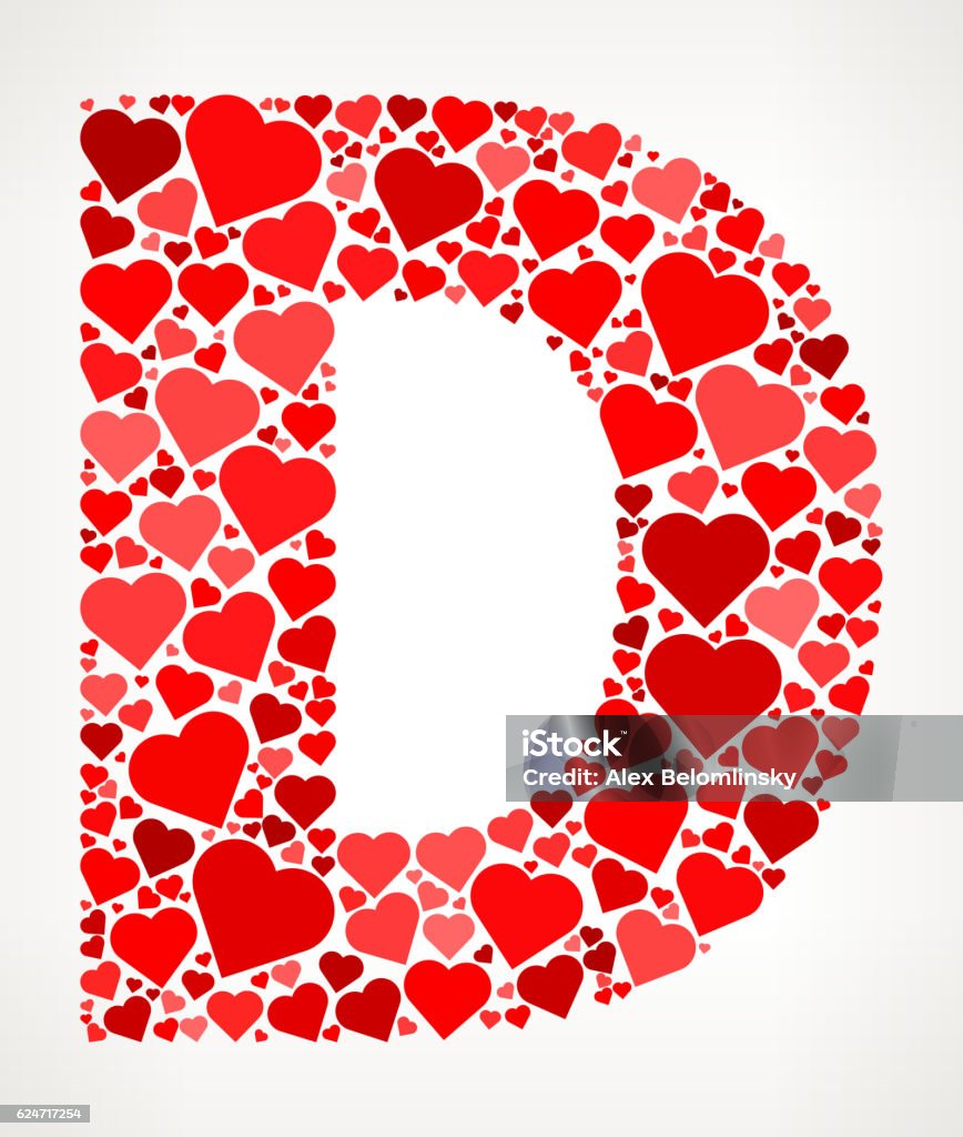 Letter D Icon With Red Hearts Love Pattern Stock Illustration ...