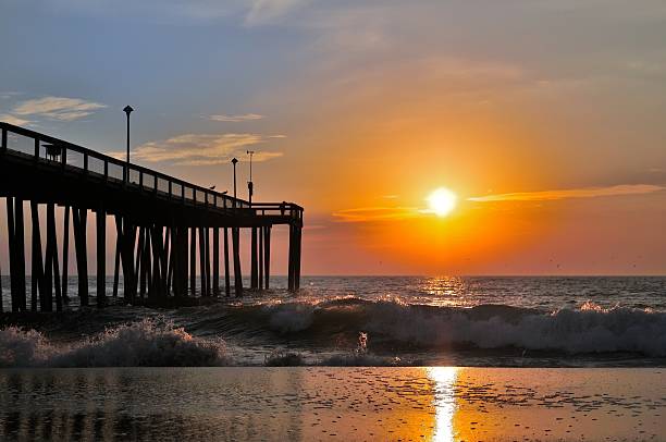 Sunrise Over Ocean City Fishing Pier stock photo