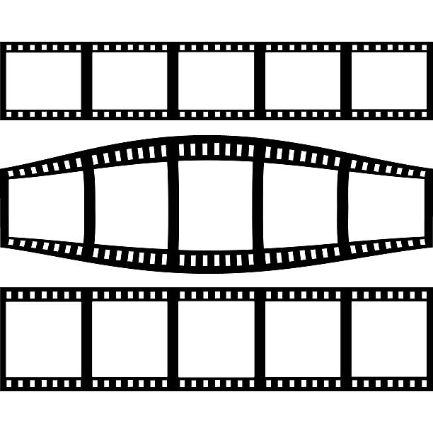 ilustrações, clipart, desenhos animados e ícones de conjunto filmstrip com três versões diferentes do filme - three objects audio