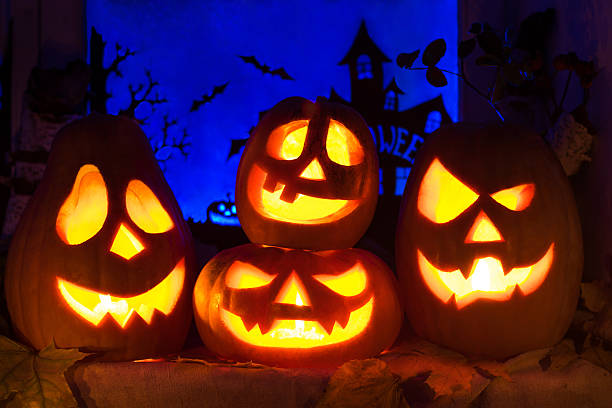 istock Composition of pumpkins for Halloween holiday 624721804