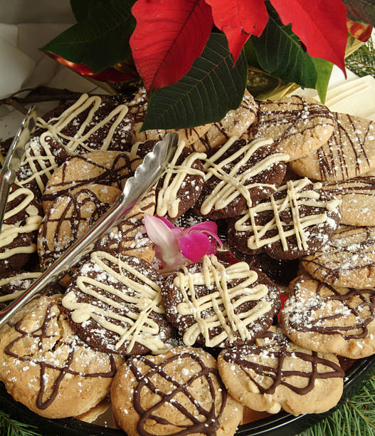 Buffet line platter of decorated sugar cookies