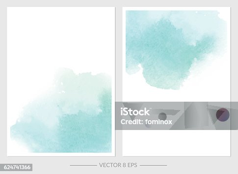 istock Vector. Set of cards with watercolor blots. 624741366