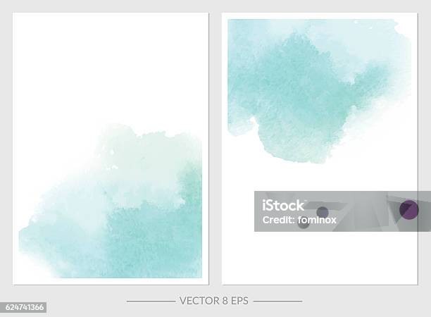 Vector Set Of Cards With Watercolor Blots Stock Illustration - Download Image Now - Watercolor Painting, Pattern, Brush Stroke