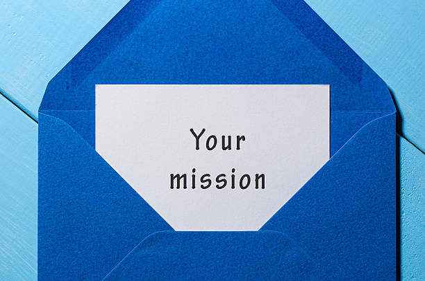 istock Your mission inscription in blue mail envelope. Motivation concept 624742364