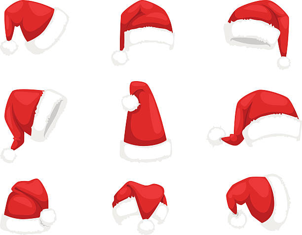 santa weihnachten hut vektor-illustration. - nikolausmütze stock-grafiken, -clipart, -cartoons und -symbole