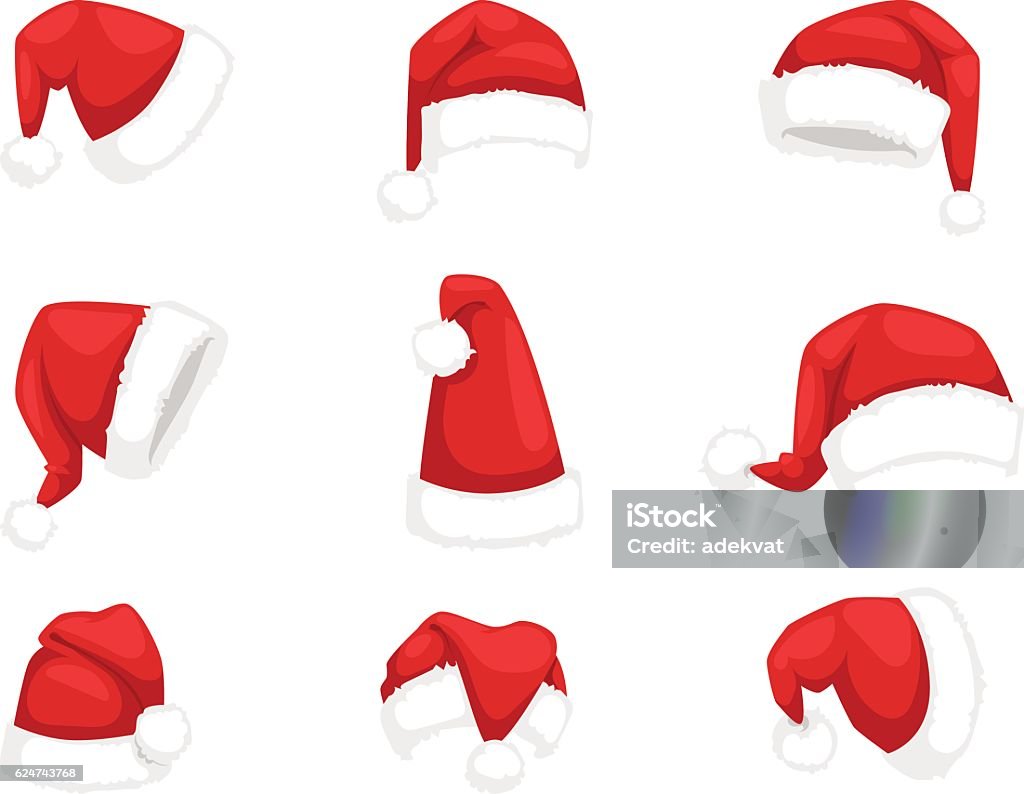 Ilustración vectorial del sombrero de Navidad de Santa Claus. - arte vectorial de Gorro de Papá Noel libre de derechos