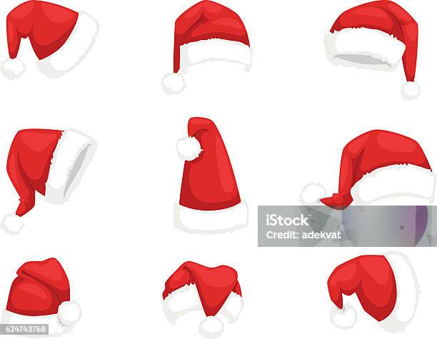 Santa Christmas Hat Vector Illustration Stock Illustration - Download Image Now - Santa Hat, Hat, Christmas