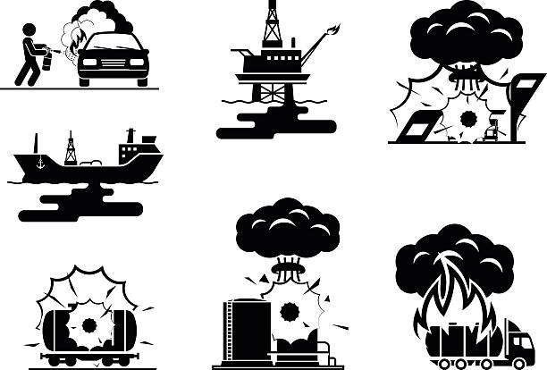 ilustrações, clipart, desenhos animados e ícones de ilustrações apresentando acidentes na indústria petrolífera - oil oil industry oil slick petroleum