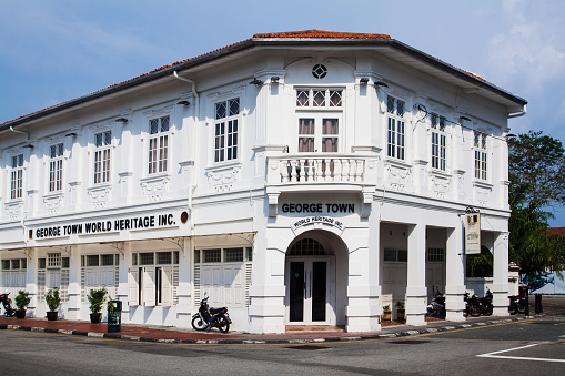 Penang. Malaysia - March 25, 2016: British colonial building in Georgetown, Penang, Malaysia
