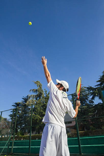 istock Professional tennis player is doing a kick tennis. 624746574