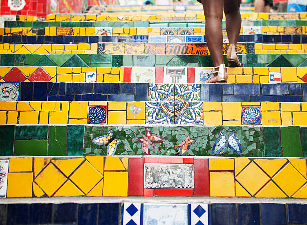 seralon treppe, rio de janeiro - rio de janeiro brazil steps staircase stock-fotos und bilder