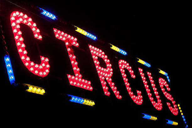 istock electric CIRCUS sign on a scaffolding in the night 624747784