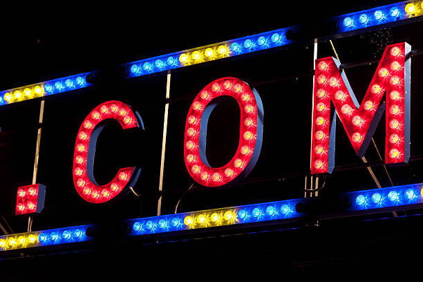 istock electric .COM sign on a scaffolding in the night 624747906