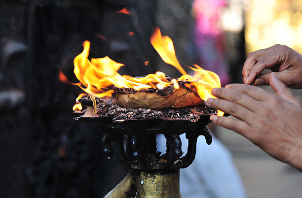 istock Burning fire offerings at Buddhist shrine Kathmandu Nepal 624748024