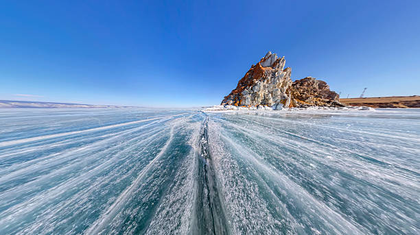 istock Wide-angle view Shaman Rock or Cape Burhan on Olkhon Island 624752572