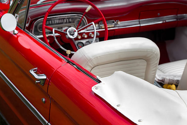 istock Red classic convertible vintage car 624769282