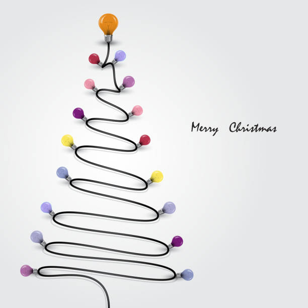 Colorful light bulbs and Christmas tree symbol vector art illustration