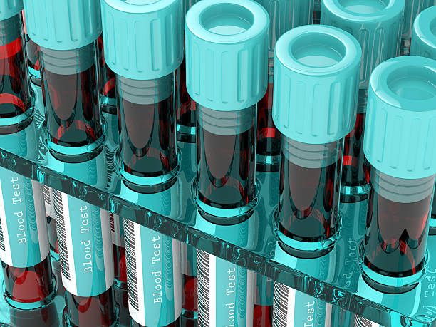 ilustrações de stock, clip art, desenhos animados e ícones de 3d rendering of test tube with blood sample - blood sample blood tubing test tube