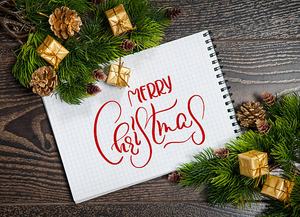 istock Holiday blank note with text Merry Christmas. Calligraphy and lettering 624849166