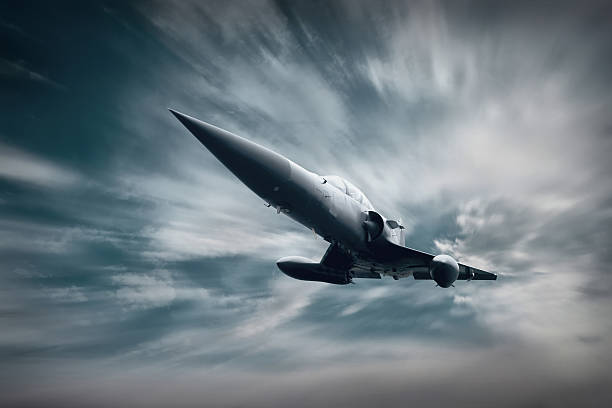 istock Military airplan on the speed in the sky 624851228